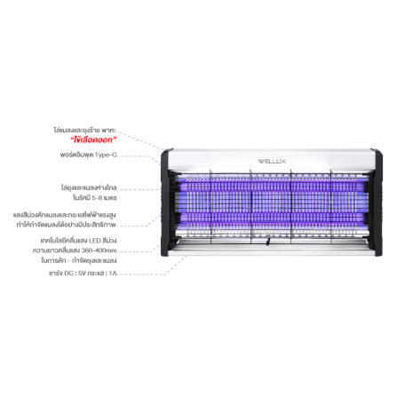 เครื่องดักยุงไฟฟ้า WELLUX รุ่น ESBZ53 พร้อมไฟล่อยุงแสงสีม่วง ไม่มีแบตในตัว_2